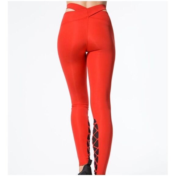 Jonathan Simkhai X Carbon38 Red Renee Legging Lace-up With Black Contrasting Und - Picture 4 of 13